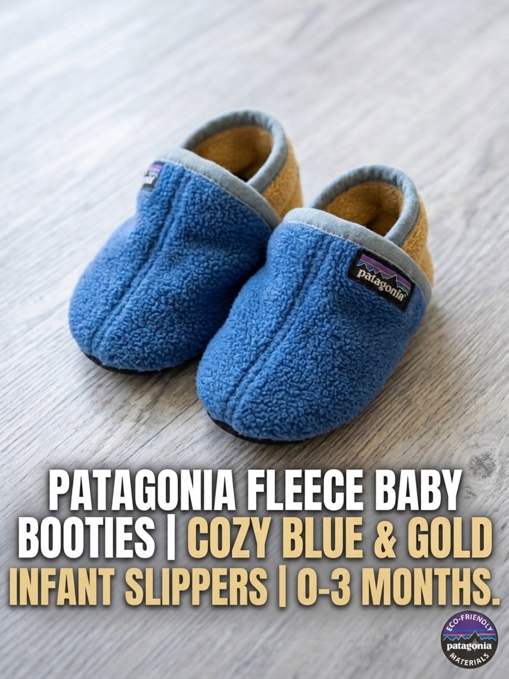 Patagonia Baby Synchilla Fleece Booties Blue Yellow Cozy Infant Shoes